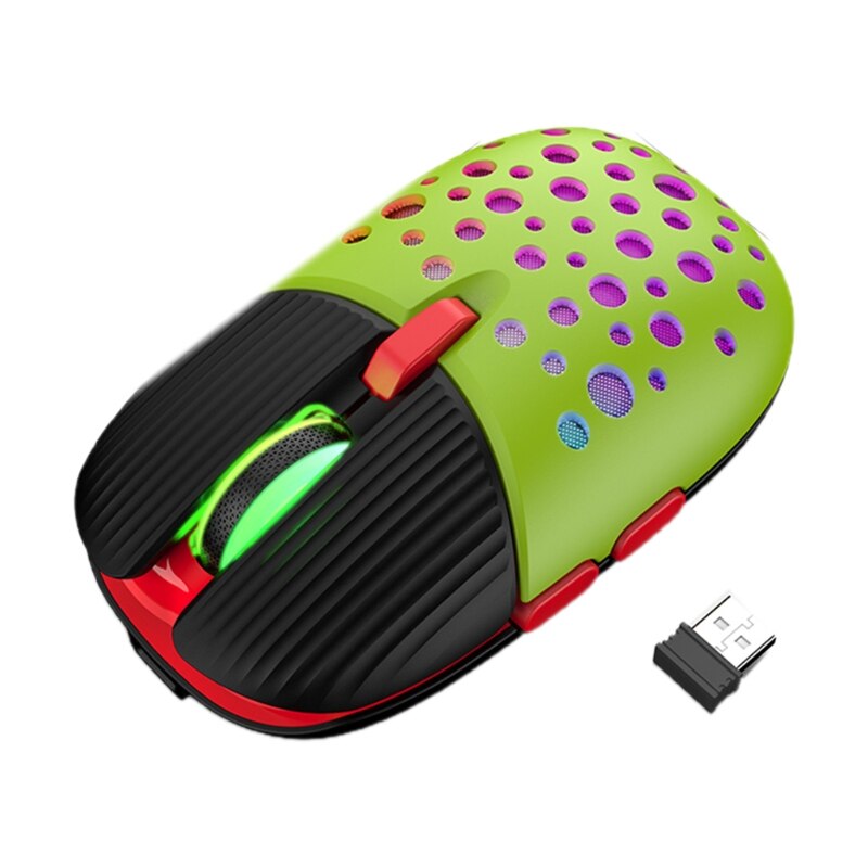 Mini Silent Wireless Optical Cartoon Mouse Mouse 3200dpi Ergonomic Computer Accessory Rechargeable Luminous: Green