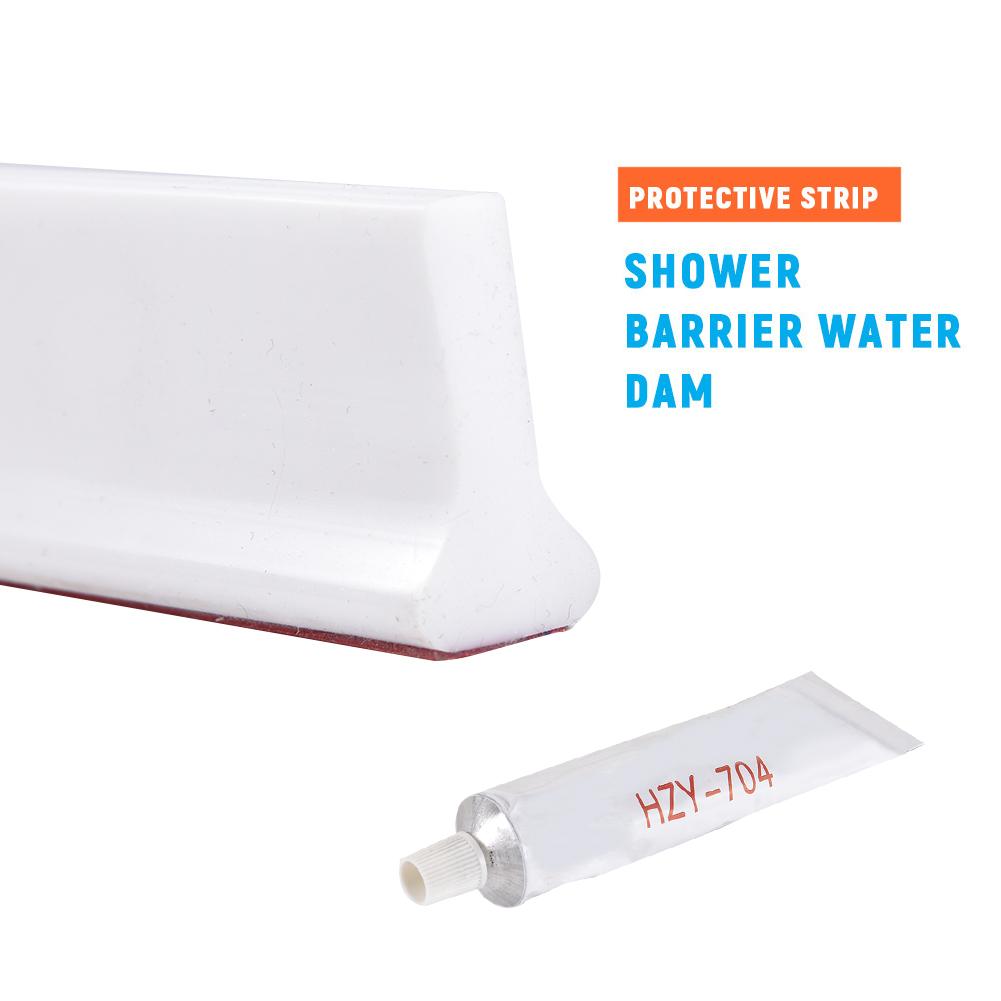 Shower Barrier Rubber Water Stopper Bathroom Water Dam Collapsible Threshold Water Floor Partition Strips With Glue 80/150/200cm
