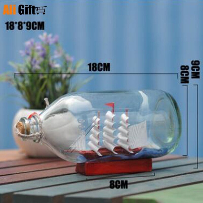 Home Decor Mini Sailing Pirate Boat Ship Small Wood Cork Glass Drift Charm Wishing Bottle Vial Valentine's Day