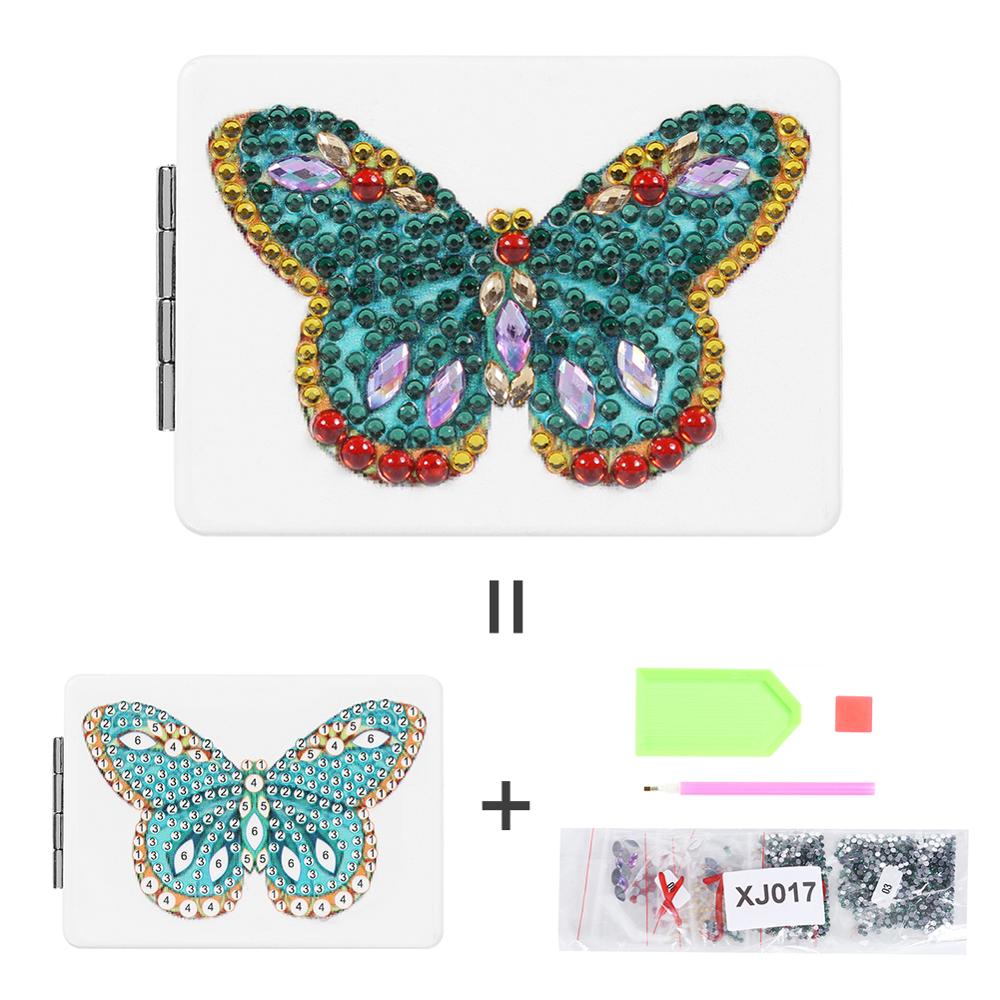 Espelho de maquiagem de viagem conjunto mini espelho cosmético borboleta/coração diy pintura diamante em forma especial compõem espelhos