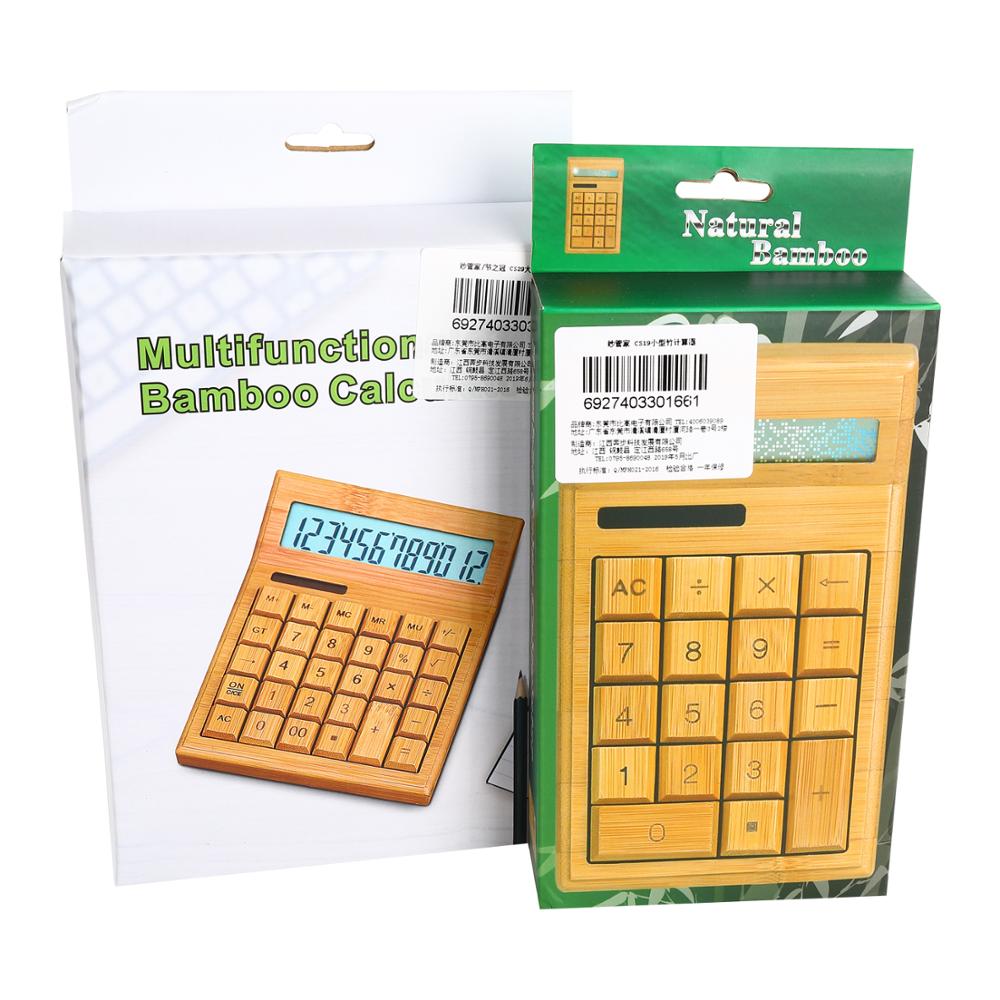 Panel Solar Bamboo Calculator jumbo 12 Digit LCD Display Office school calculator small mini personal student calculator