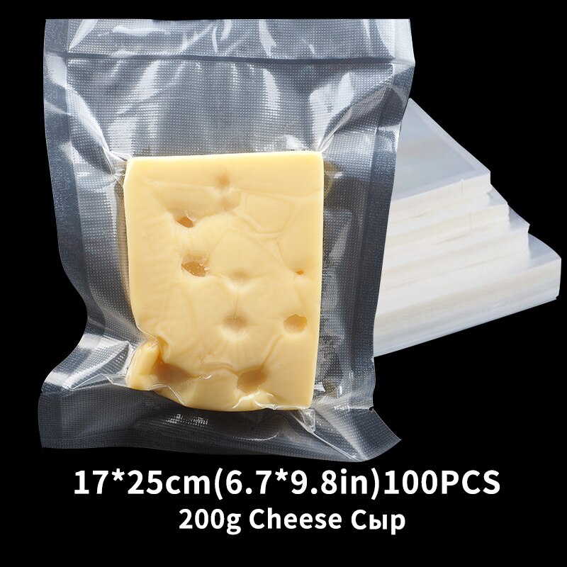 100PCS /Lot Vacuum Bags For Food BPA-Free Storage Film Heated& Freezer Bags Kitchen Food Grade Packaging Bag For Vacuum Sealer: 17-25cm100pcs