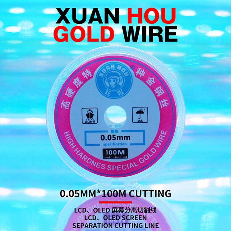 Lcd Goud Snijdraad Super Hoge Hardheid Scheiden Lijn 0.028Mm 0.035Mm 0.04Mm 0.05Mm 0.06Mm Voor mobiele Telefoon Screen Separator