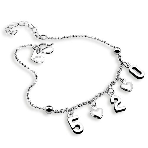 simple silver heart-shaped anklets.Solid 925 sterling silver female anklets.27 cm 520 anklets.Charming lady jewelry