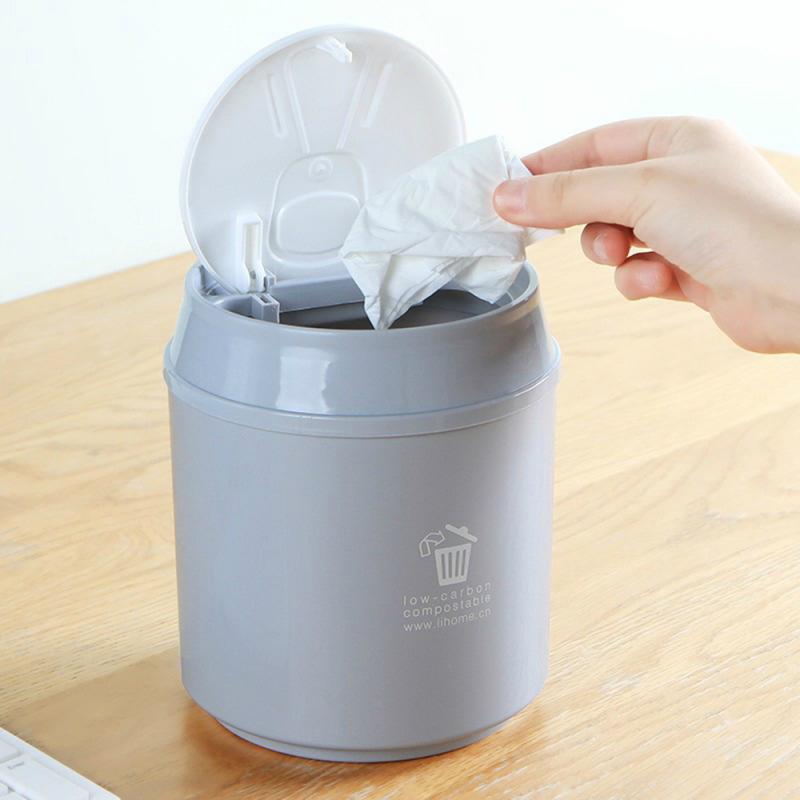 Fashionable Home Desktop Mini Trash Can Table Waste Bins Bathroom Garbage Basket Push-on Household Cleaning Accessories