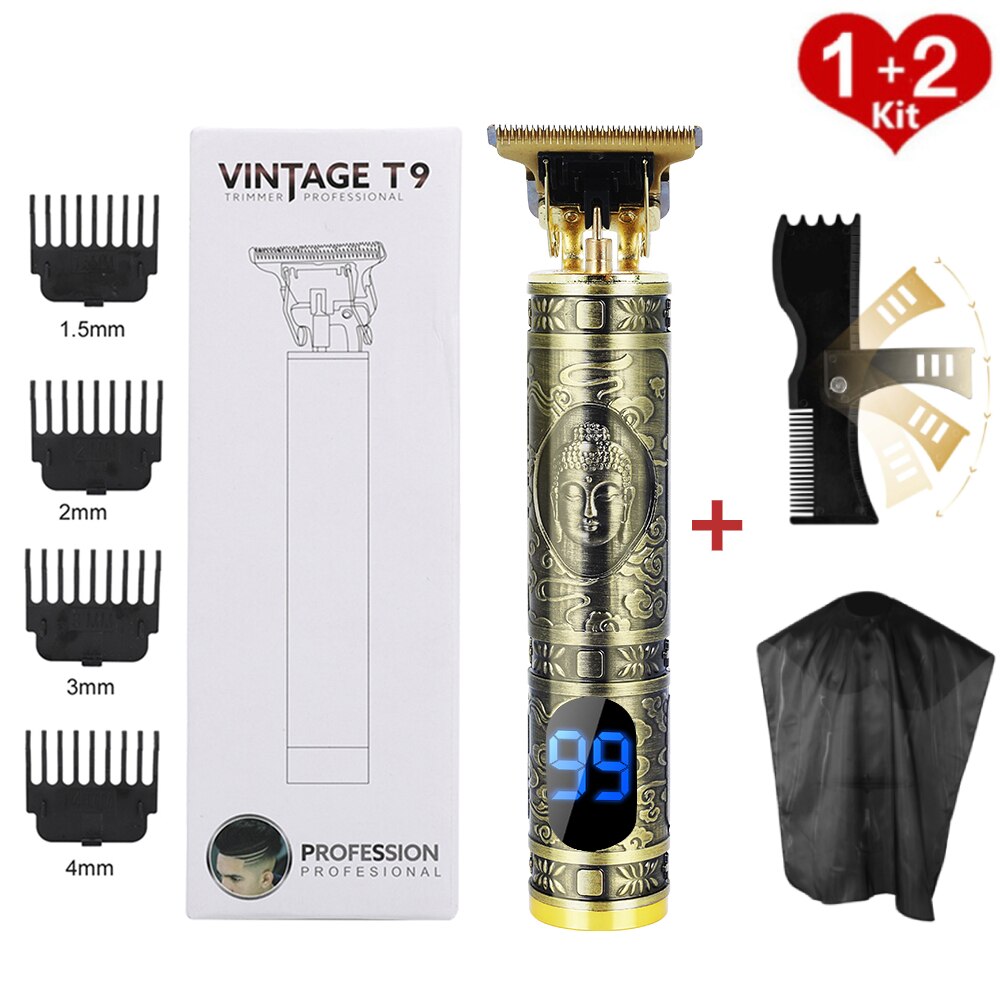 LCD Display Hair Trimmer Clipper Electric Cordless Shaver Trimmer Men Barber Hair Cutter Machine Hair Cut Cloth Hair Style Tool: set 3