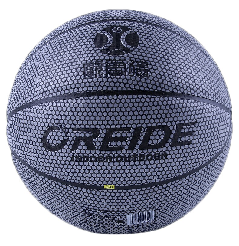 Pelota de baloncesto luminosa, pelota de baloncesto holográfica reflectante, de PU, resistente al desgaste, brillante, juego deportivo nocturno: Size 7 white