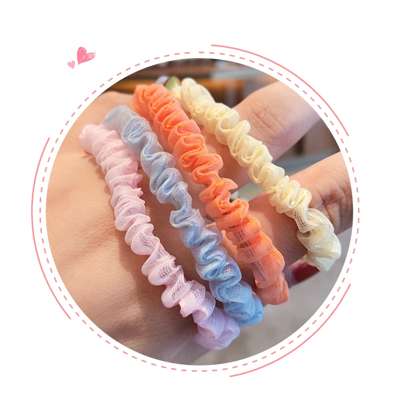 Gomas elásticas para el pelo para niña, gomas de goma para el pelo con dibujos animados de estrellas y arena movediza transparentes, dulces, accesorios para el cabello para niña