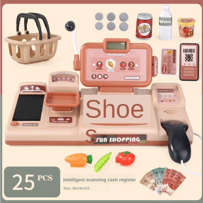 Casa del gioco Del Giocattolo di Simulazione Intelligente Scansione del Registratore di cassa di Carta Magnetica Educativi Multifunzionale Supermercato Giocattoli per Bambini