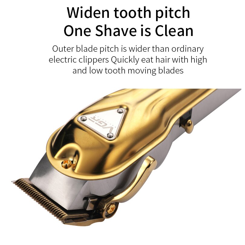 Vgr Zilver Alle-Metalen Kapper Professionele Tondeuse Elektrische Draadloze Lcd Tondeuse Goud Zilver Haar Snijmachine Maaier