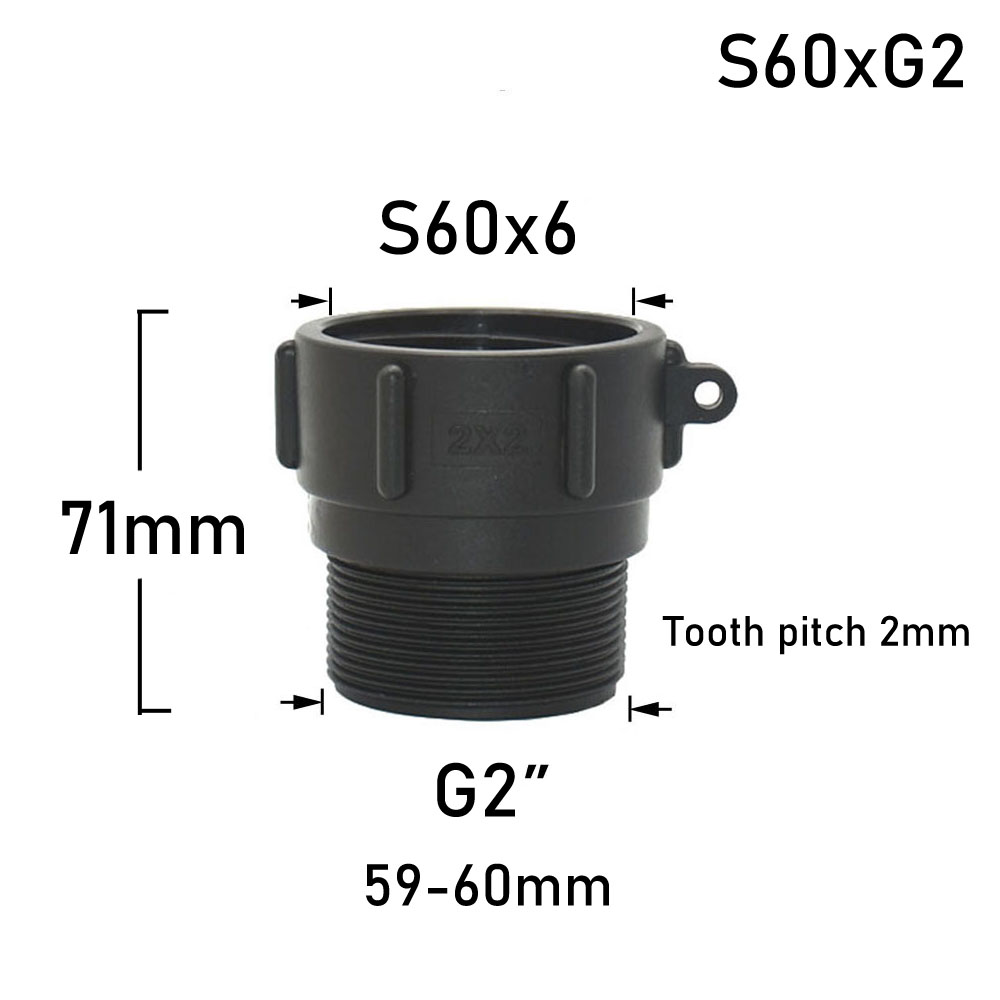 IBC Tank Adapter S60 To 1.5 2" 63/75/80/100mm Thread Connector Garden Ton Barrel Connect Faucet 1000 Liter IBC Tank Fitting: Gold