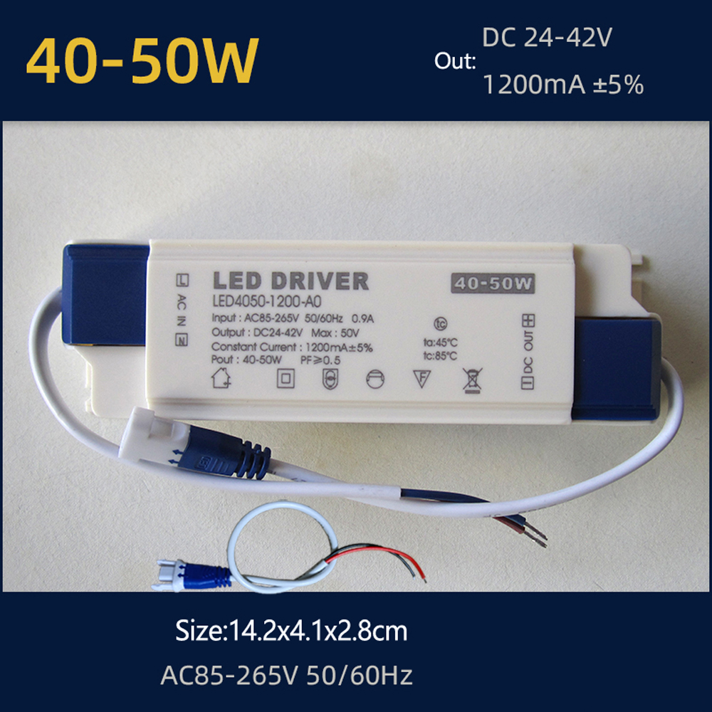 110V 220V 30W 36W 40W 50W LED Driver DC24-42V 700mA 750mA 900mA 1050mA 1200mA 1500mA Flicker Free Power Supply External Lighting: WHITE