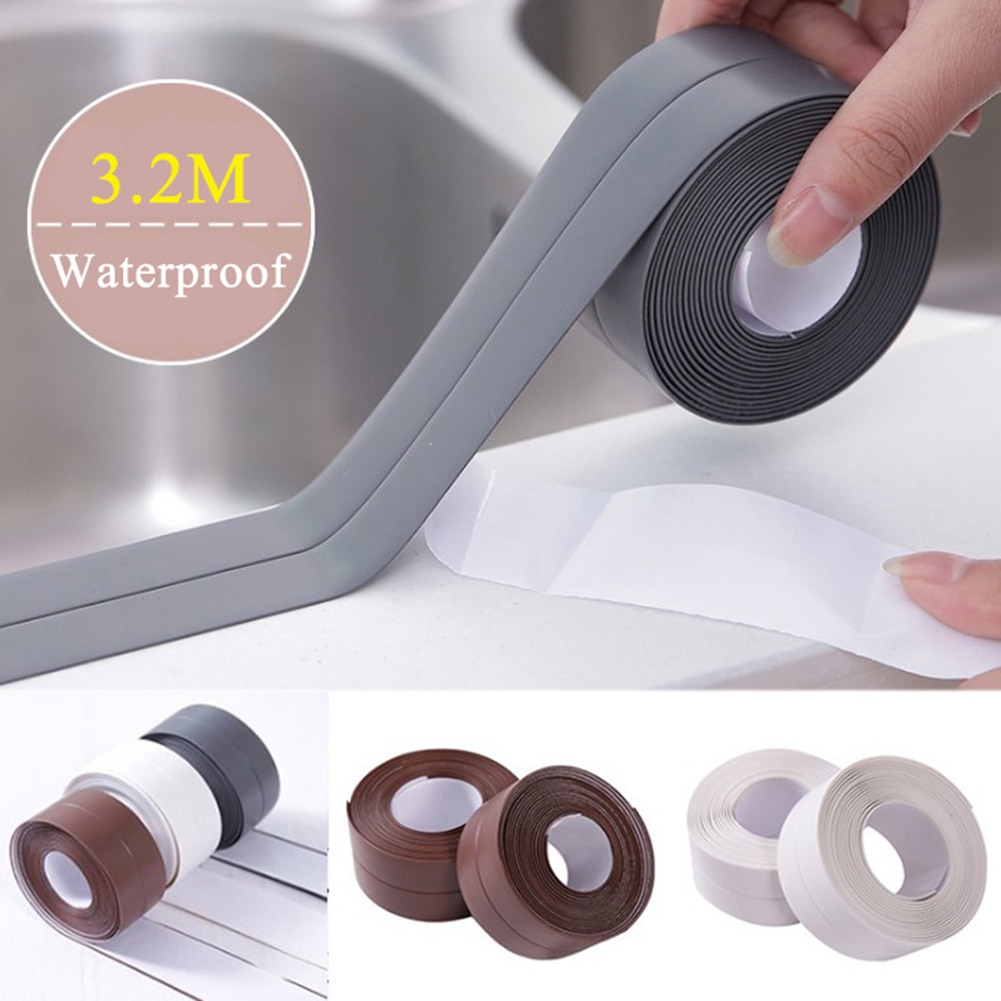 Self Adhesive Kitchen Stickers 3.2m PVC Waterproof Anti-moisture Sticker Toilet Bathroom Wall Corner Line Sink Stickers