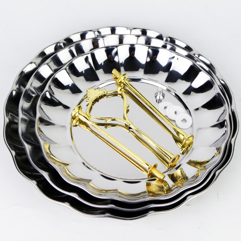 Tier Stainless Steel Cake Stand Afternoon Tea Wedding Plates Party Tableware Bakeware Cake Shop Three Layer Cake Rack ZM915