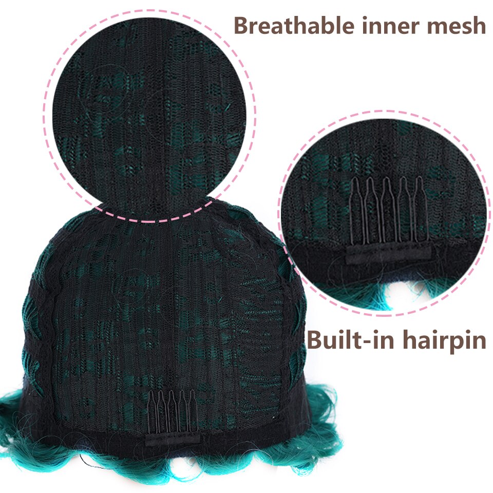 SEEANO – perruque synthétique Afro courte noire 6 pouces pour femmes noires, Blonde rouge violet rose blanc vert, perruque de Cosplay résistante à la chaleur