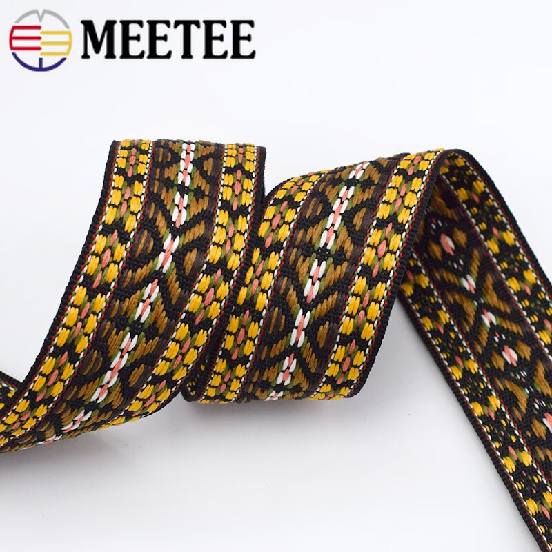 Correas de Jacquard bordadas, cintas étnicas de encaje para correa de bolso, cinta de costura de encuadernación al bies, accesorios de ropa DIY, 5 metros y 38mm