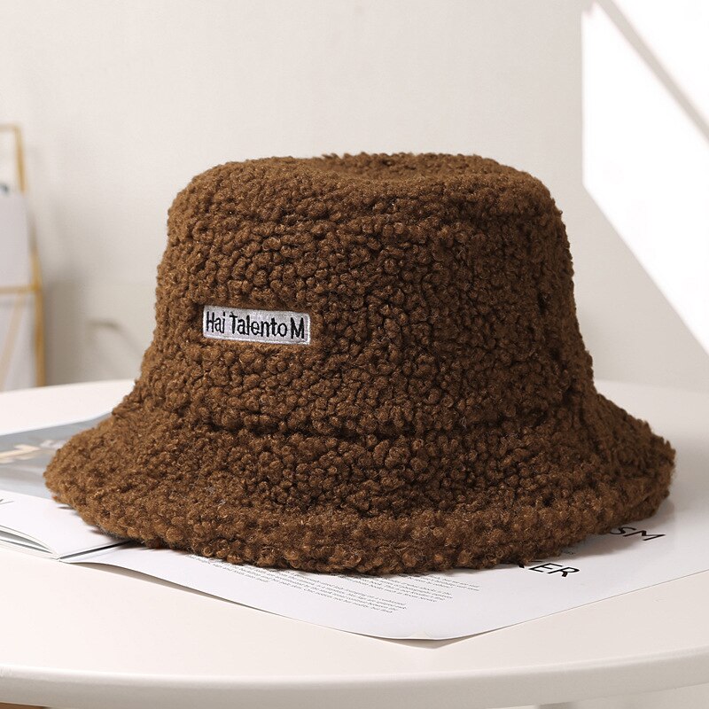 Winter Vrouwen Hoeden Teddy Fluwelen Warm Oor Protector Visser Hoed Accessoires Vintage Lam Fluwelen Cap Mooie Pluche Emmer Hoed CL99: 8
