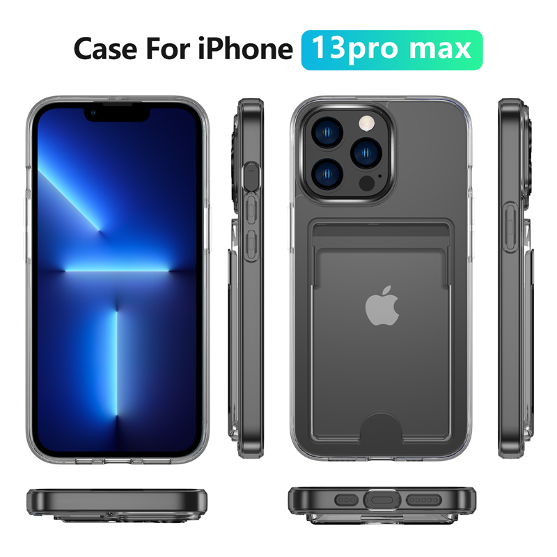 Funda transparente de lujo con ranura para tarjetas, carcasa dura de acrílico transparente a prueba de golpes para iPhone 16, 15, 14, 12, 11, 13 Pro Max Plus, XR