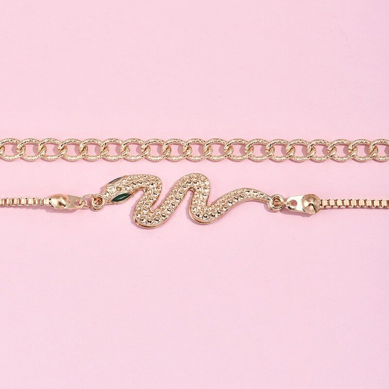 punk indiano grosso catena serpente braccialetto impostato di braccialetti per le donne colore oro serpente cristallo multistrato braccialetti con ciondoli gioielli Boho