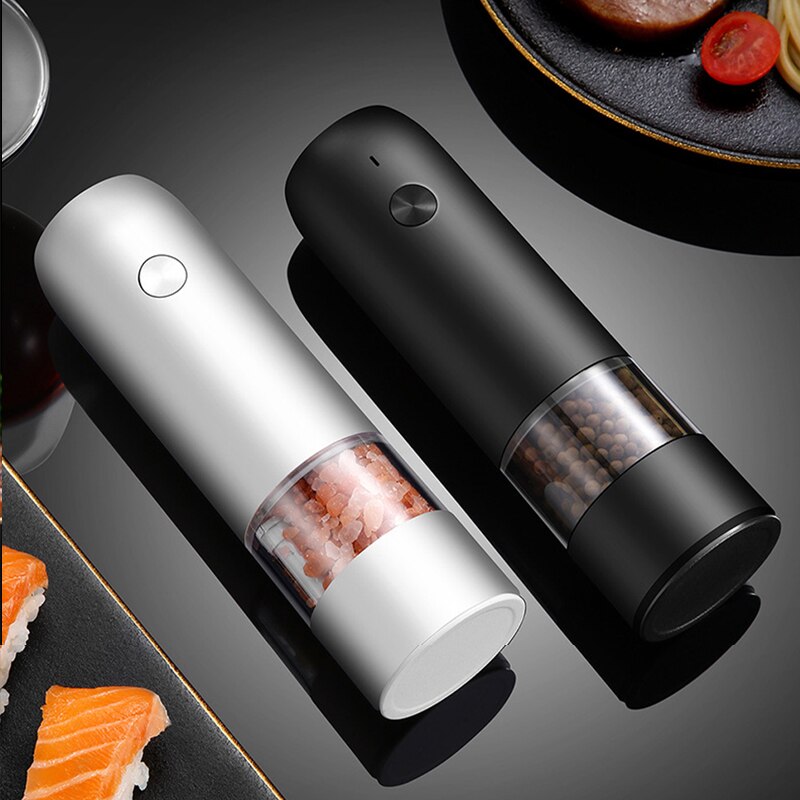 Elektrische Automatische Molen Peper En Zout Molen Usb Opladen Spice Zout Pepermolen Verstelbare Grofheid Molen Keuken Gereedschap