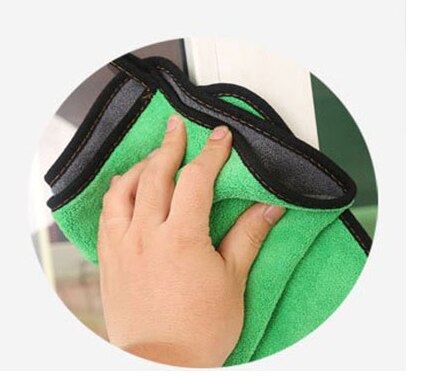 Høj tæthed bil håndklæde koral fleece dobbeltsidet bil håndklæde absorberende rengøringshåndklæde: Grøn / 30 x 30cm