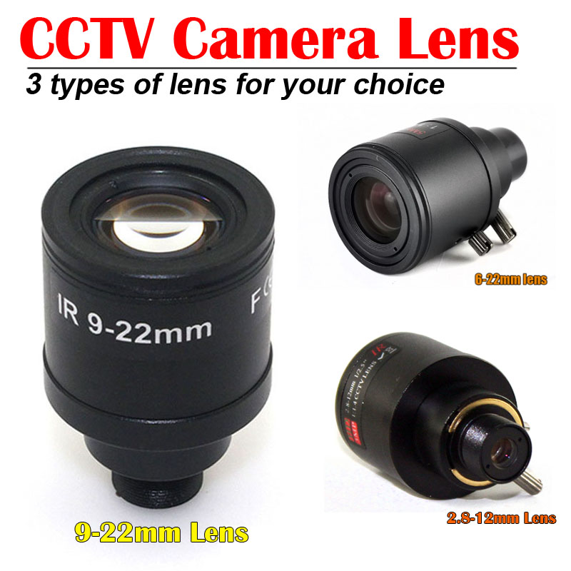 Cctv-linse 9-22mm 2.8-12mm 6-22mm manuel varifocal  m12- montering varifocal-linse til 4mp/5mp cmos / ccd sensor sikkerhed ip / ahd kamera