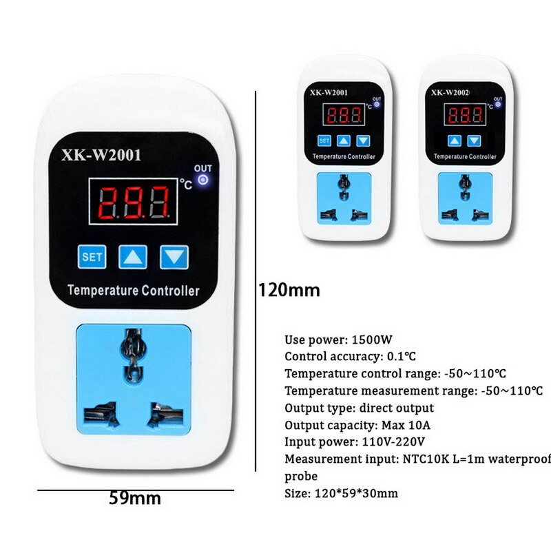 Digital Temperature Controller Thermostat Outlet Probe NTC Sensor Thermostat Temperature Controller Regulator EU/US Plug