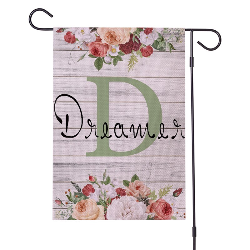 Banderas de jardín de doble cara, 30x45cm, serie de letras, cartel de lino, pancarta de , banderas, accesorios de decoración para Festival DIY: 6