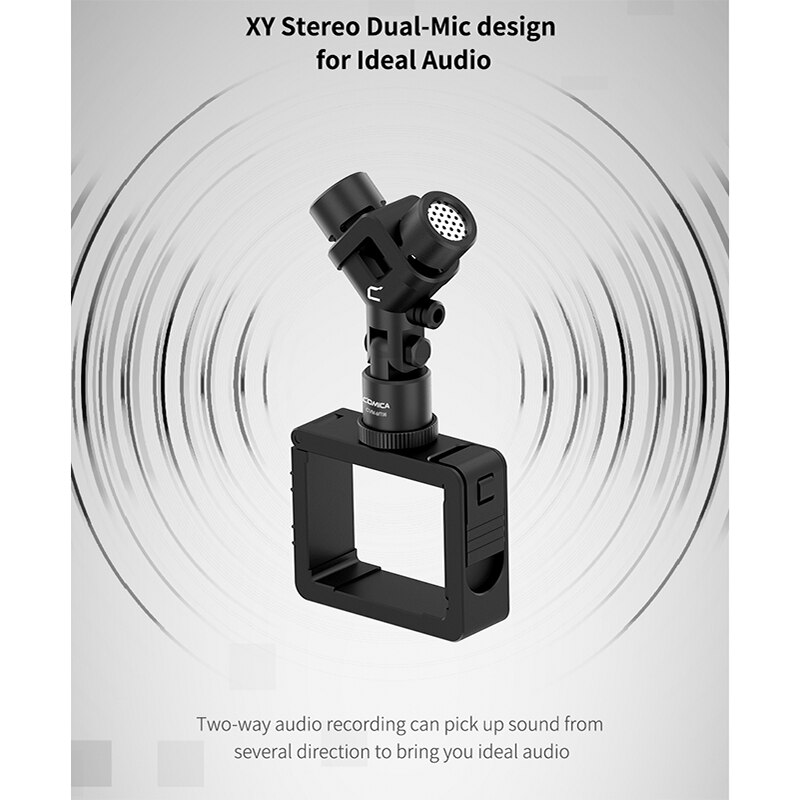 Comica CVM-MT06 Motion Microfoon Xy Stereo Dual-Microfoon Cardioid Condensator Actie Camera Video Mic Voor Dji Osmo Pocket (3.5 Mm Trs)
