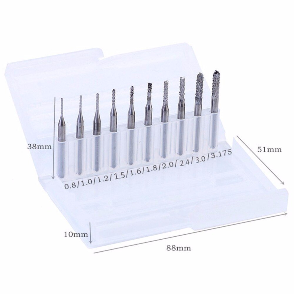 10 Pieces Set Tungsten Carbide Extended PCB Corn Cutter CNC Engraving Wood Router Corn Milling Cutter PCB Drill