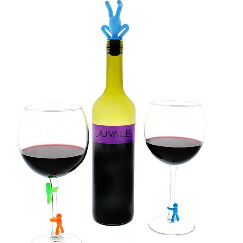 Bar Feestartikelen Rubber Wijnglas Label 7 stks/set Drink Cup Silicone Marker Lekvrije Leuke Wijnfles Stopper