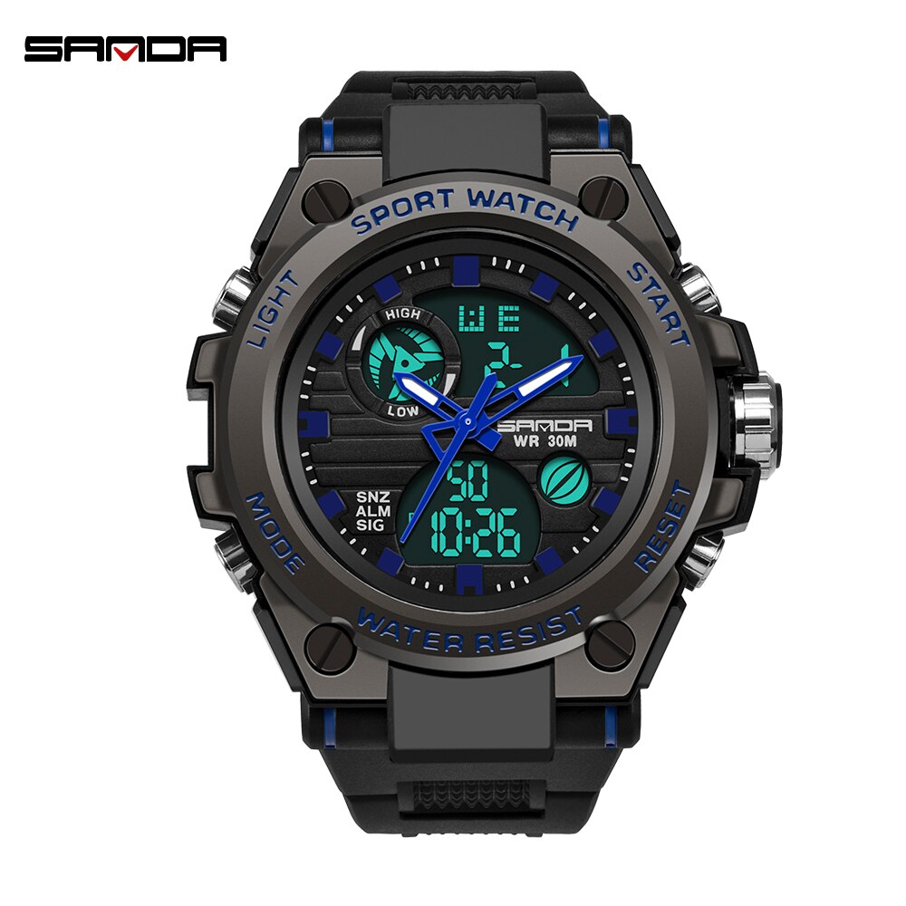 Digtal Horloge Mannen Dual Display Waterdichte Led Horloge Outdoor Sport Elektronische Horloge Zwart Duiken Horloges Paar