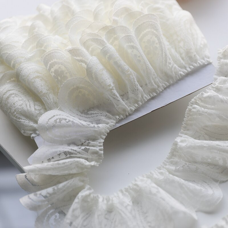 1Meter Single Layer Frilled Borduren Doek Kant Trim Voor Diy Ambachten Kostuum Naaien Accessoires Roze Wit Ivoor Kant Stof