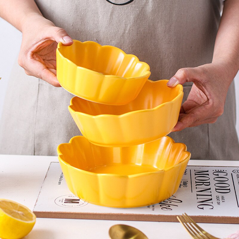 Ceramic Salad Bowl Net Red Cheese Baked Rice Baking Baking Bowl Fruit Dessert Home