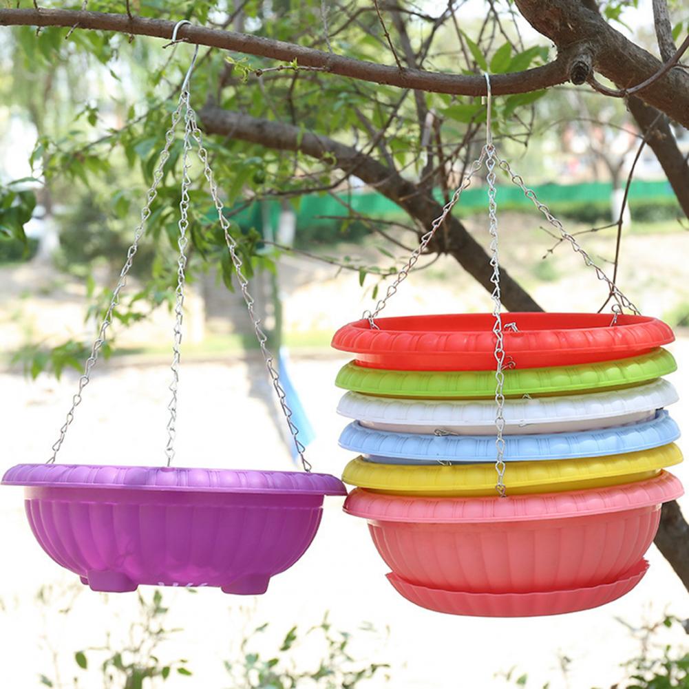 Bright Color Hanging Flower Pot with Chain Triangular Plastic Flower Holder Plant Pot Garden Pots Planters горшок для цветов