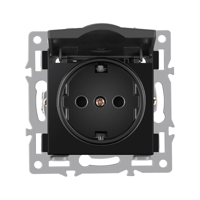wall-mounted module diy European standard black tempered crystal glass panel socket light switch button function combi