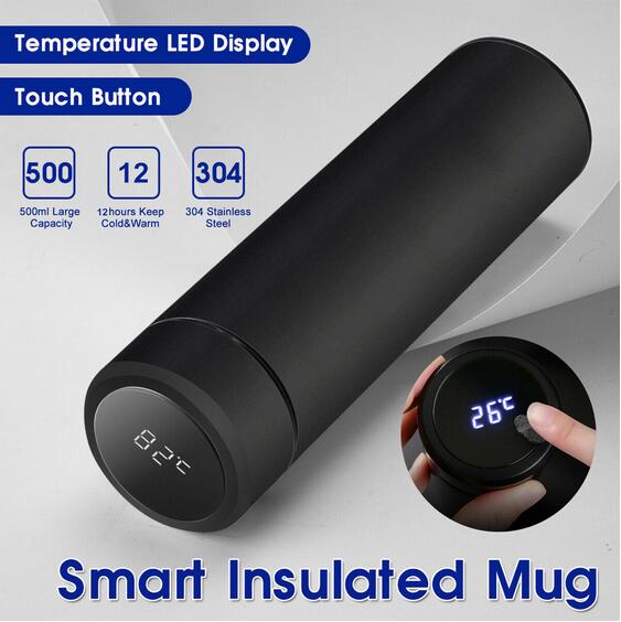500ml stainless steel smart vacuum flask LCD screen display temperature smart kettle with tea strainer tumbler airless bottle
