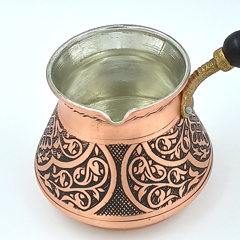 Copper Engraved Wooden Handle Coffee Pot Handmade Authentic Turkish Coffee Espresso Arabic Coffee Pot CPR08