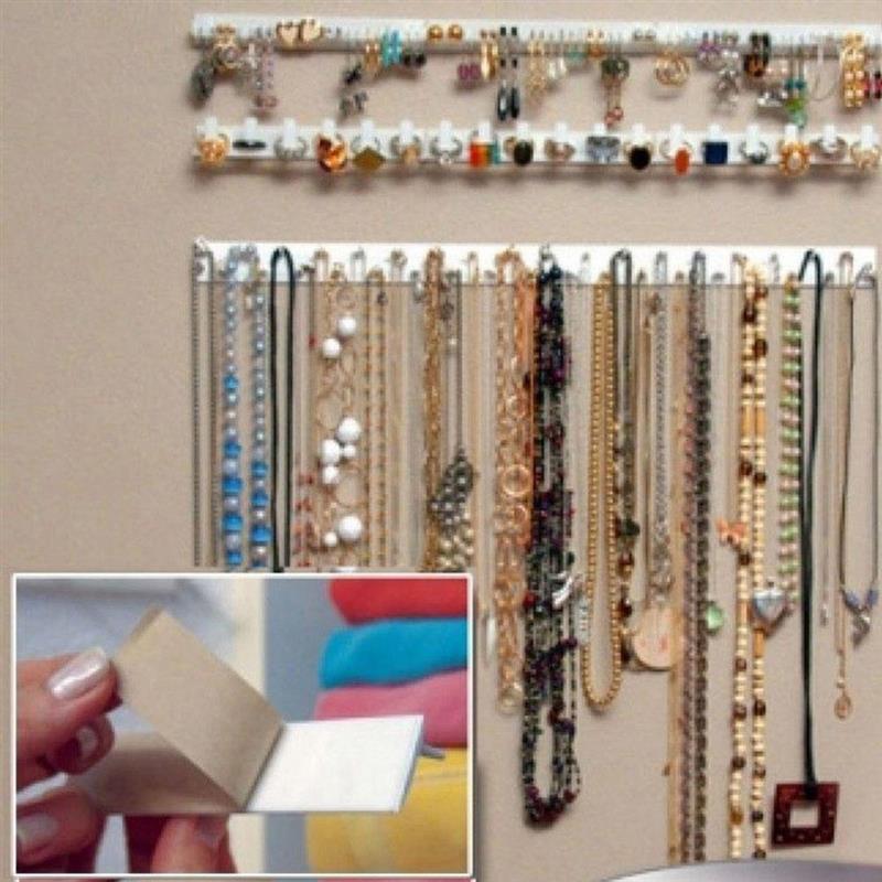 Organiseur pour présentoir de bijoux 9 en 1, support mural pour rangement, pâte adhésive, crochets pour bijoux boucles d'oreilles, colliers, support mural