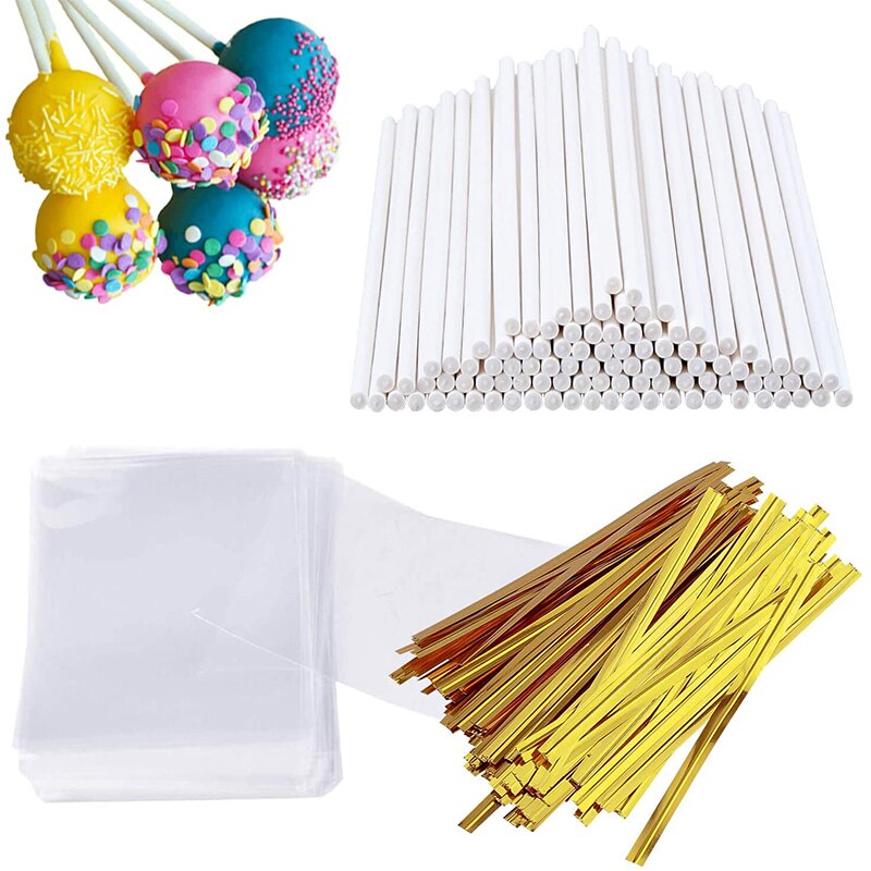 100PC lollipop stick Bar Cake Bar Packaging Bag Gold Silver Metal Twist for Making Cake Lollipop Candy Chocolate and Cookies