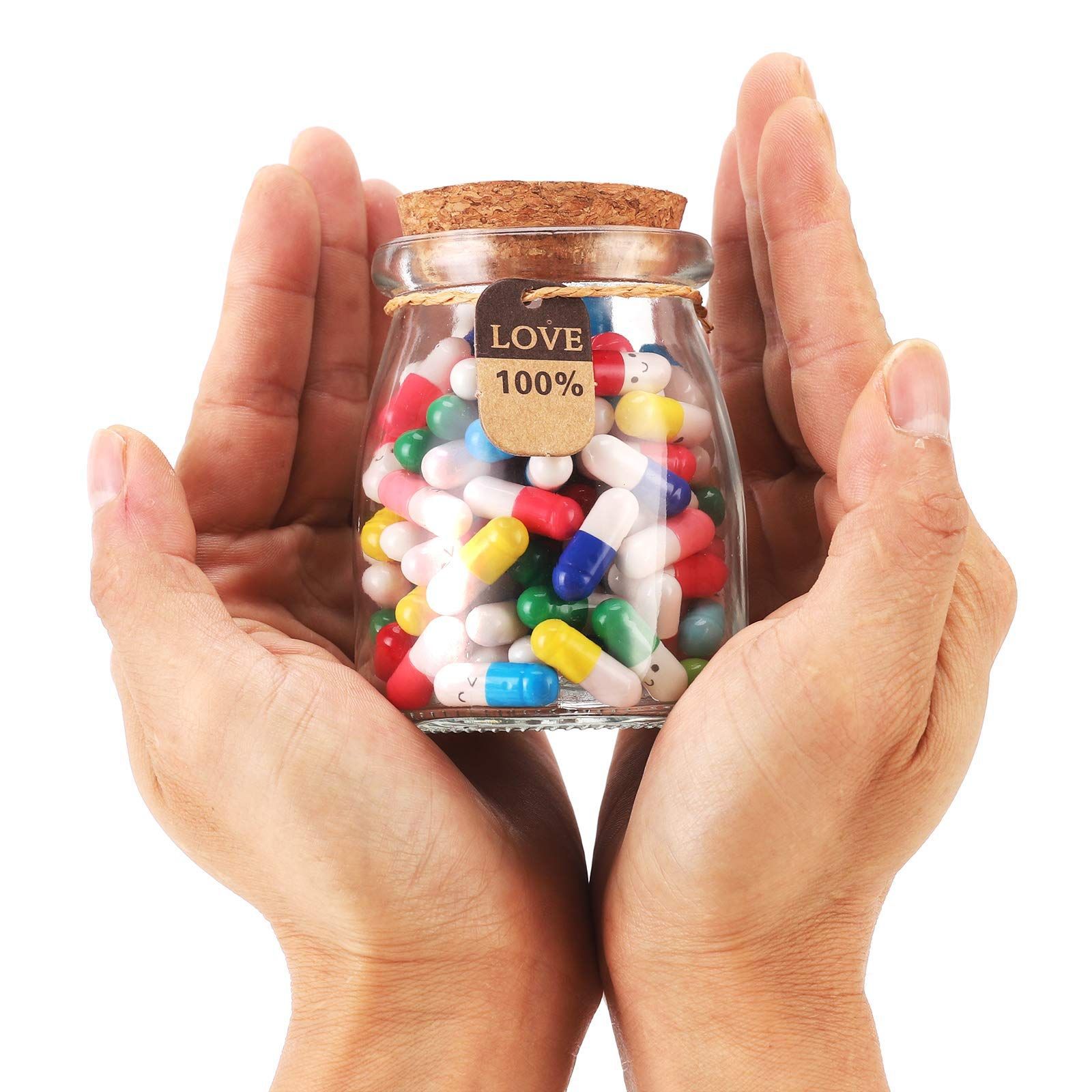 Mini papier de message mignon en capsule, pour lettre d'amour, pour des de noël avec souhait, de couleur claire, 100 pièces par lot