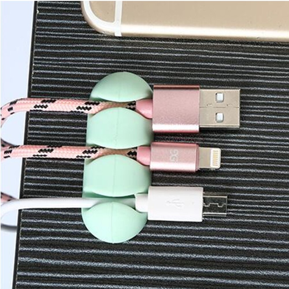 2Pcs Silicone Wire Organizer Simple Paste Computer Desktop Data Cable Clip 3 Card Slots Winder USB Cable Protector