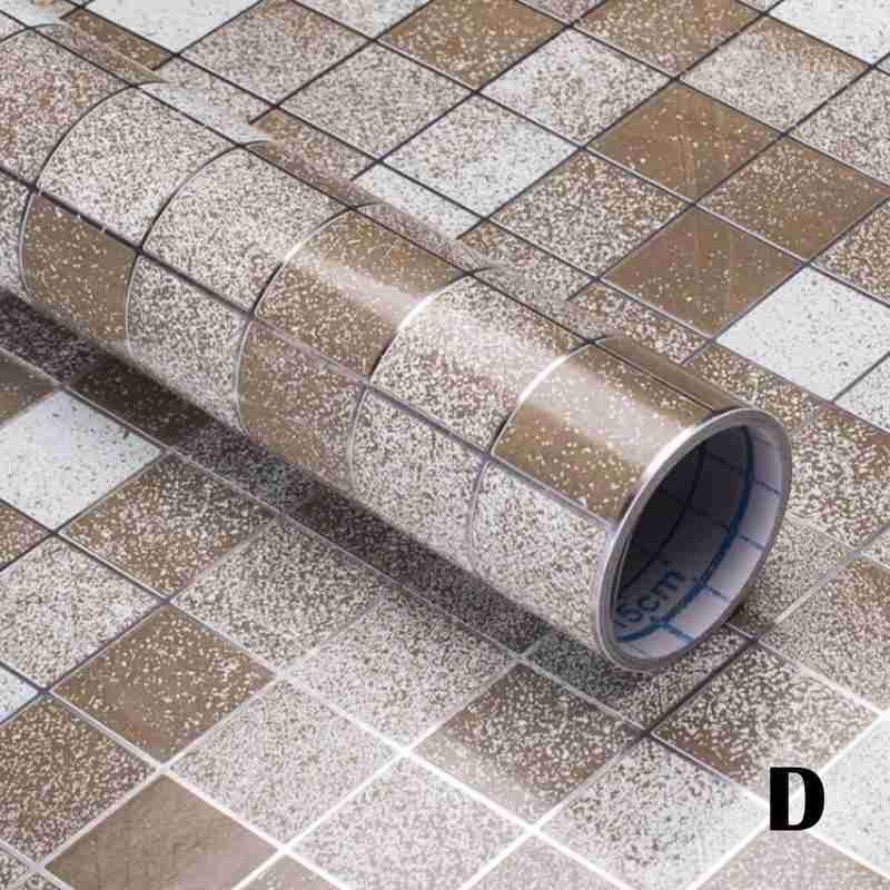 45cm*100cm Bathroom Kitchen Waterproof Self-adhesive Plaid Stickers Anti-oil Wrap Tile paper Wall Stickers Waterproof Wall Z7Y5: D
