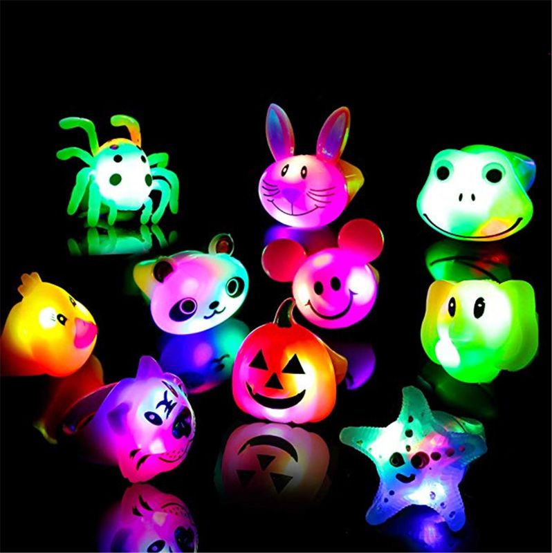 Birthday Party Favors for Kids Prizes Flashing 12 Pack LED Jelly Light Up Rings