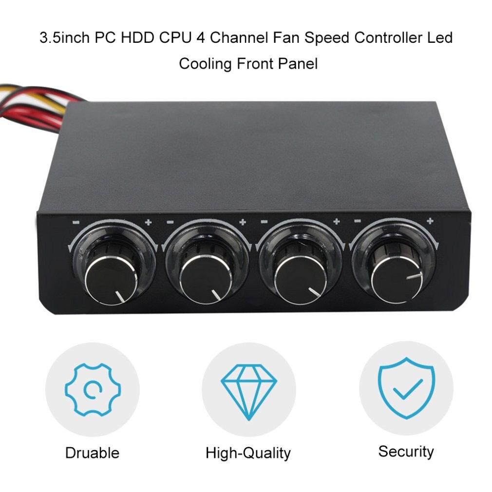 PC Fan Speed Controller - 4 Channel 3.5" Front Panel - Blue LED - Up to 30W Output