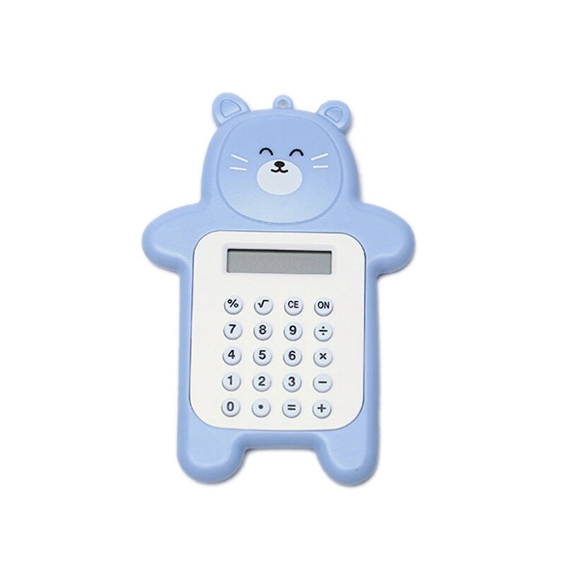 1pc mignon calculatrice de poche pratique taille 8 chiffres affichage à piles bureau Kawaii Animal calculatrice pour enfants fille: Bleu