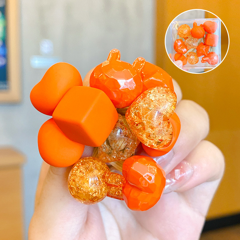 【Juego de 10 piezas】 tocados súper bonitos en caja, banda de goma para el pelo de dibujos animados para niños de color caramelo, tocado con bola de cristal: Verde militar