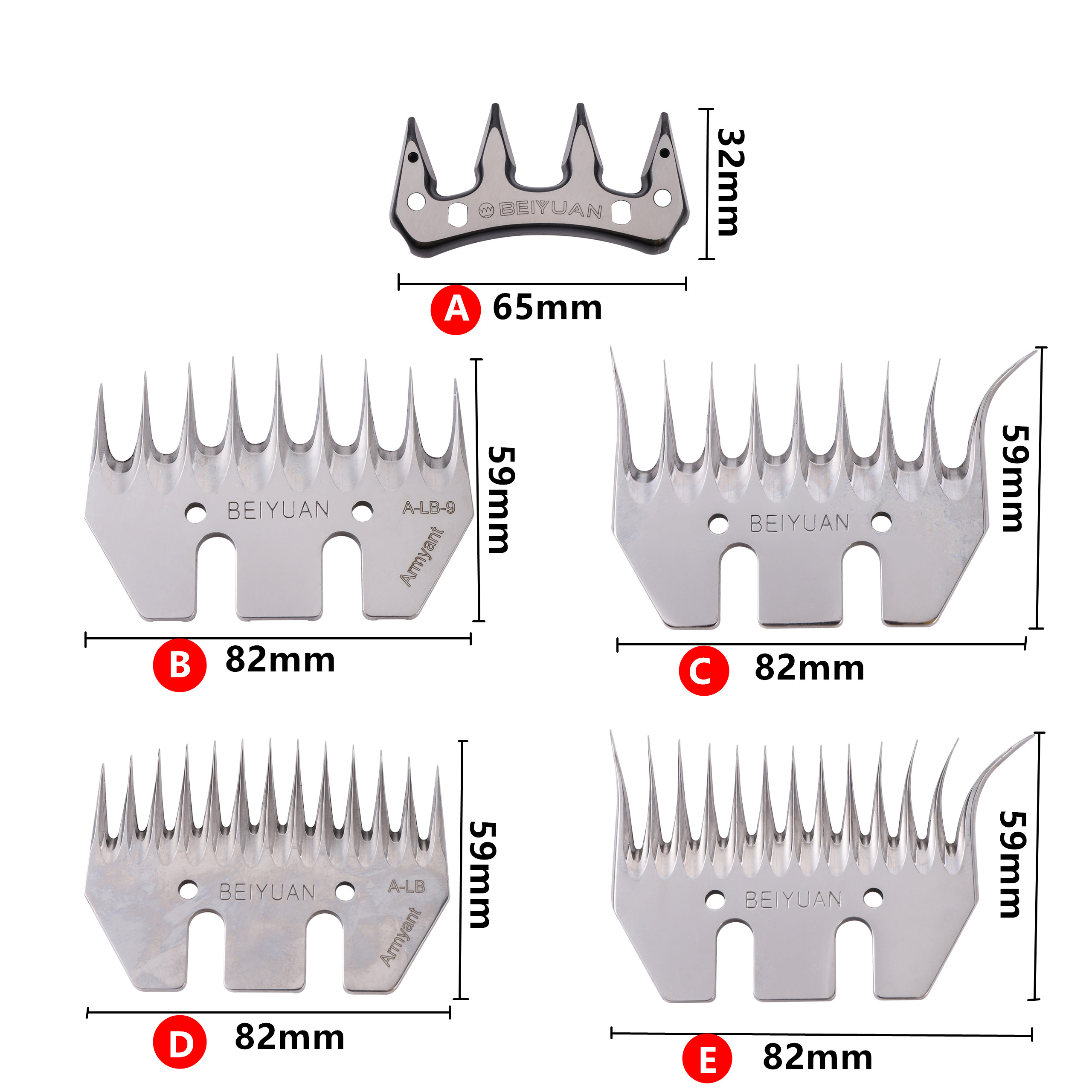 Tijeras de esquilar ovejas y cabras, herramienta alternativa recta para esquilar ovejas, hoja curva de 4/9/13 dientes, 2 piezas