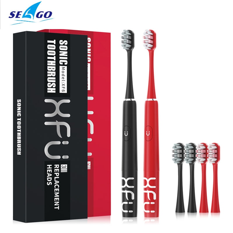 Seago Newest Sonic Electric Toothbrush 24000 Times/Min Vibration Stronger Clean 2 Mins Timer AA Battery Power Tooth Brush: Red Black