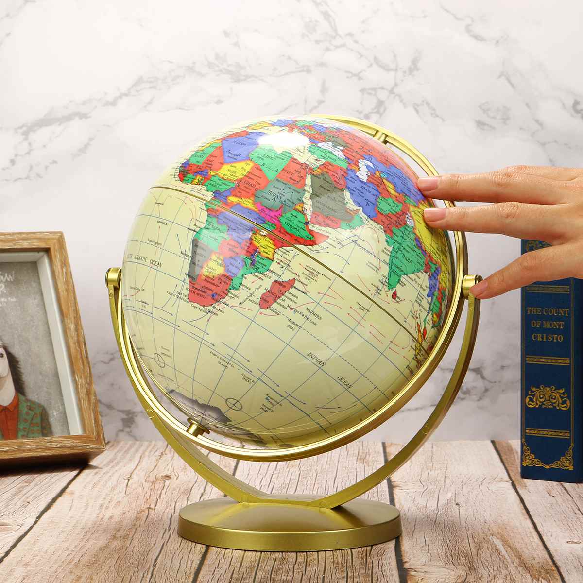20CM Large World Earth Globe Map Geography Educational Toy With Stand Home Office Ideal Miniatures Office Gadgets